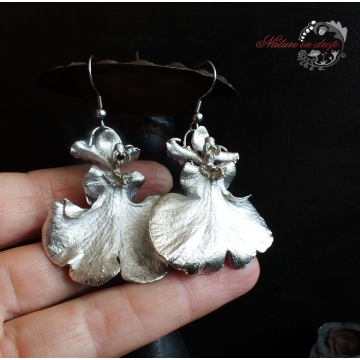 Silver-plated ORCHID FLOWER - earrings