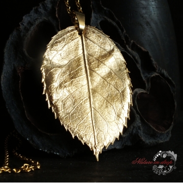 Gilded rose leaf - pendant