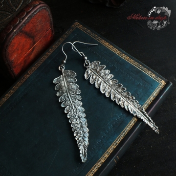 Silver-plated fern - earrings