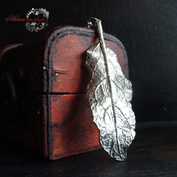 Silver-plated sage leaf - pendant