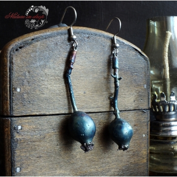 Silver-plated rose hips - earrings