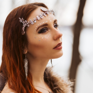 Postříbřené kapradí - náušnice