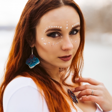 Postříbřená hortenzie - náušnice