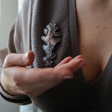 Silver-plated oak leaf -...