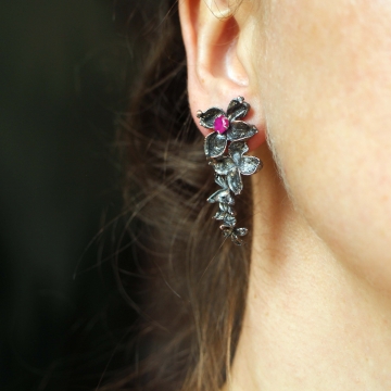 Silver-plated lilac - earrings