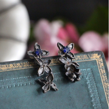 Plated lilac, sapphire - earrings