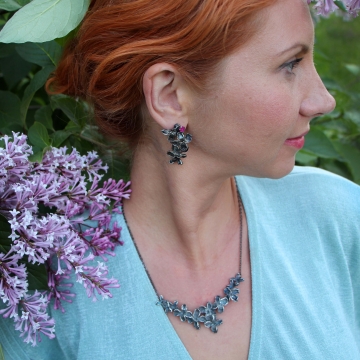 Silver plated lilac - necklace