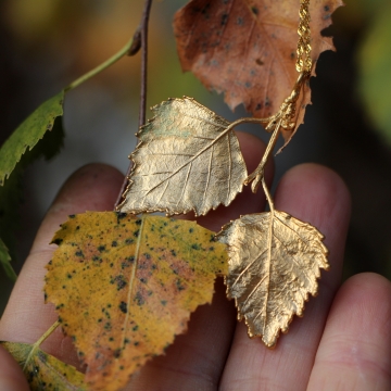 Gilded birch leaves - pendant