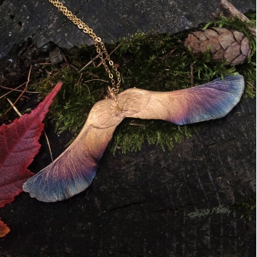 Gilded plane tree wing - pendant