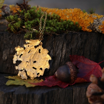 Gilded poplar leaf - pendant