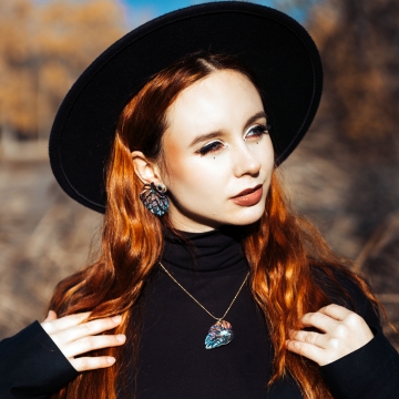 Silver-plated peperomia - earrings