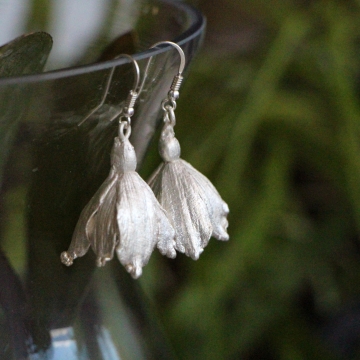 Silver-plated snowflake - earrings